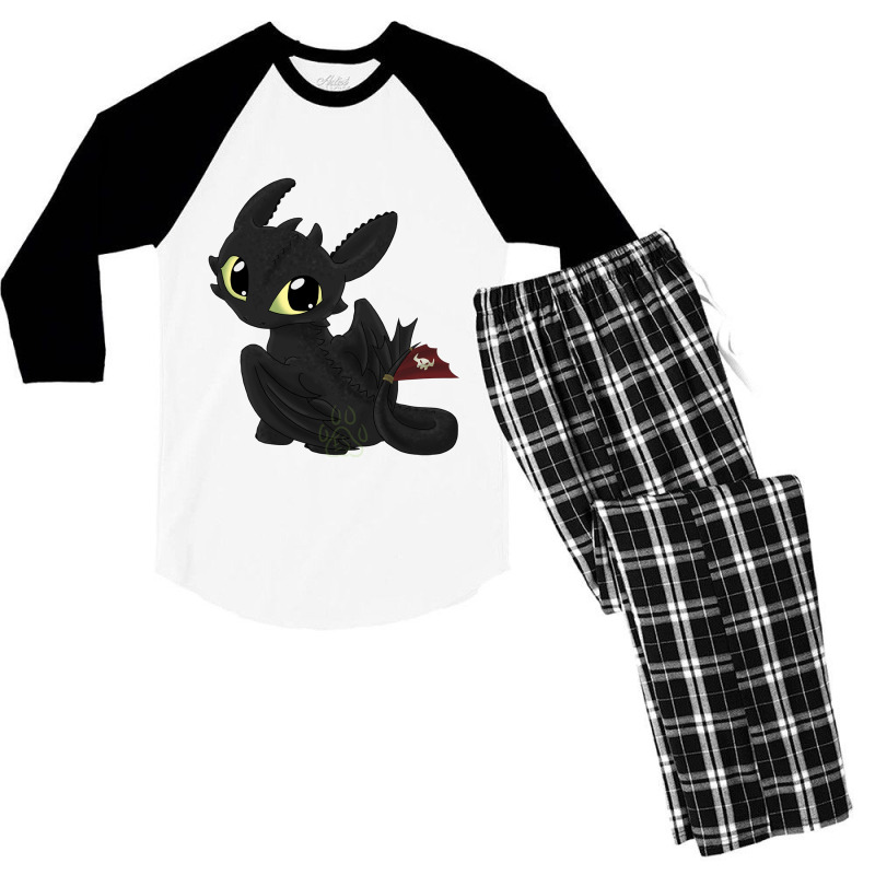 Cute Fury Night Dragon Black Men's 3/4 Sleeve Pajama Set | Artistshot