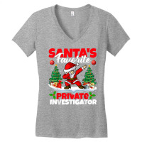 Xmas Dabbing Santa's Favorite Private Investigator Christmas T Shirt Women's V-neck T-shirt | Artistshot