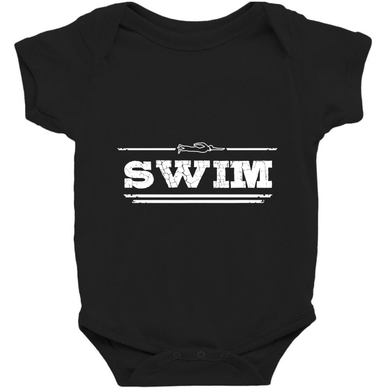 Distressed Look Swimming Gift For Swimmers T Shirt Baby Bodysuit by thutrang92 | Artistshot