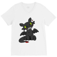 Fury Dragon Eat Fish V-neck Tee | Artistshot