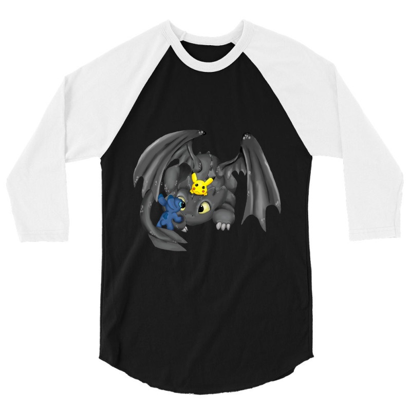 Toothless Yellow And Blue Monster 3/4 Sleeve Shirt | Artistshot