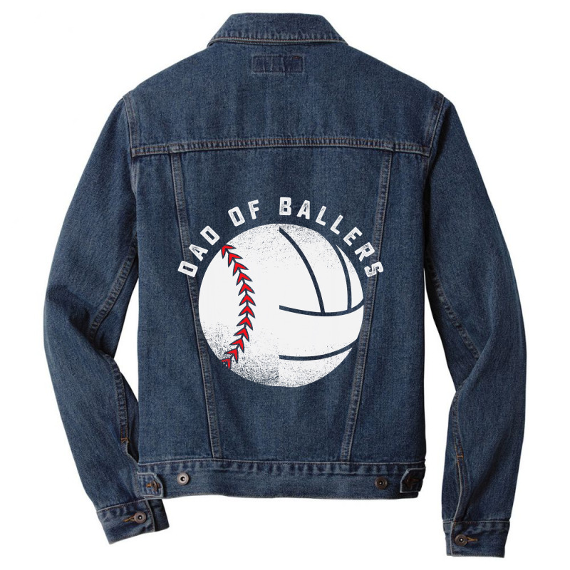 Dad Of Ballers Father Son Volleyball Baseball Player Coach T Shirt Men Denim Jacket | Artistshot