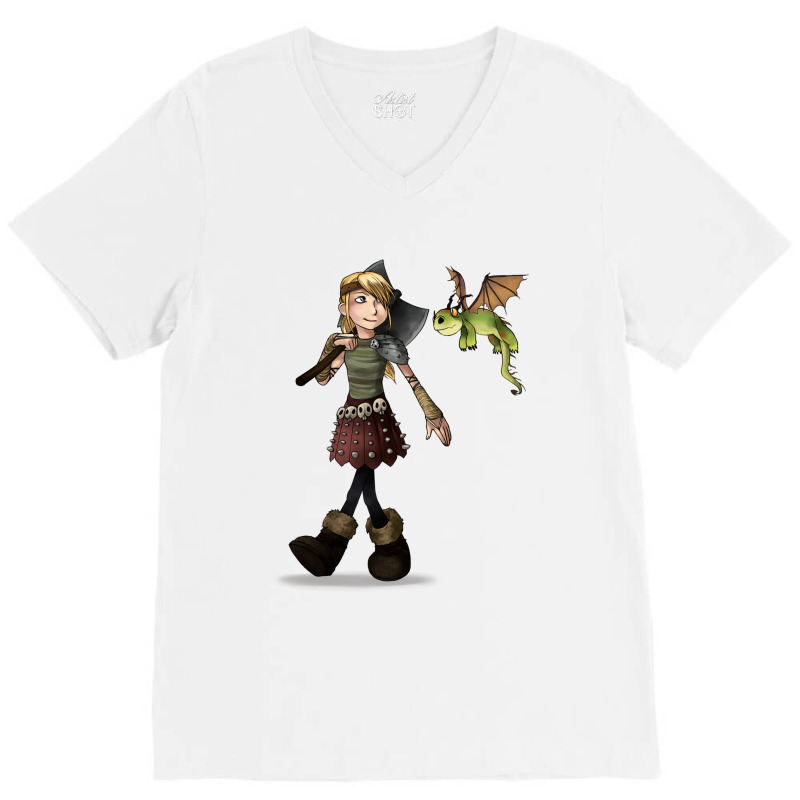 Astrid And Green Dragon V-neck Tee | Artistshot