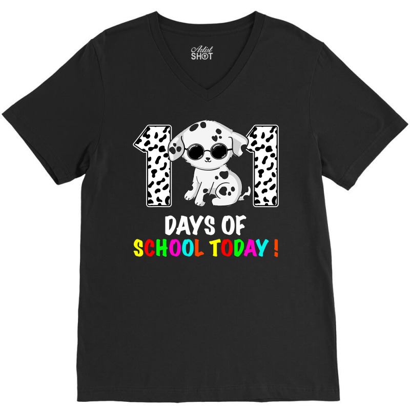 101 Days Of School Cute Dal.matian Leopard For Boys Kids V-neck Tee | Artistshot