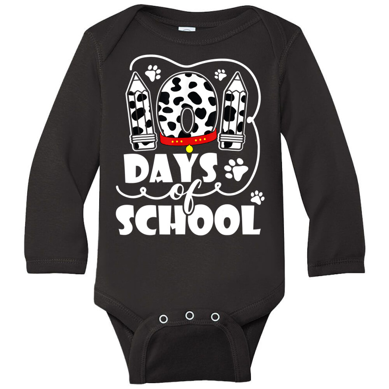 101 Days Of School Dalmatian Dog 100 Days Smarter Teachers T Shirt Long Sleeve Baby Bodysuit | Artistshot