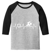 Heartbeat I Love Swimming Swim Swimmer Novelty Gift Apparel T Shirt Youth 3/4 Sleeve | Artistshot