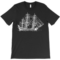 Sailing Pirate Ship Boat In The Water Hand Drawn Vessel Sail T Shirt T-shirt | Artistshot