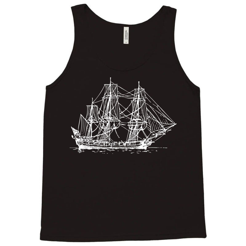 Sailing Pirate Ship Boat In The Water Hand Drawn Vessel Sail T Shirt Tank Top | Artistshot