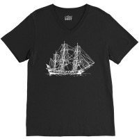 Sailing Pirate Ship Boat In The Water Hand Drawn Vessel Sail T Shirt V-neck Tee | Artistshot