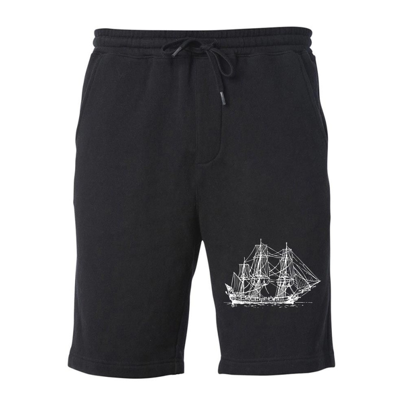 Sailing Pirate Ship Boat In The Water Hand Drawn Vessel Sail T Shirt Fleece Short | Artistshot