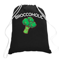 Vegan T  Shirt Broccoholic Gift Plants Vegan Saying T  Shirt Drawstring Bags | Artistshot