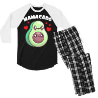 Vegan T  Shirt Mamacado Gift Plants Vegan Saying T  Shirt Men's 3/4 Sleeve Pajama Set | Artistshot