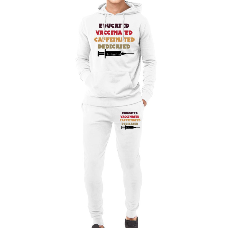 Educated Vaccinated Caffeinated Dedicated Hoodie & Jogger set by CloudyStars | Artistshot