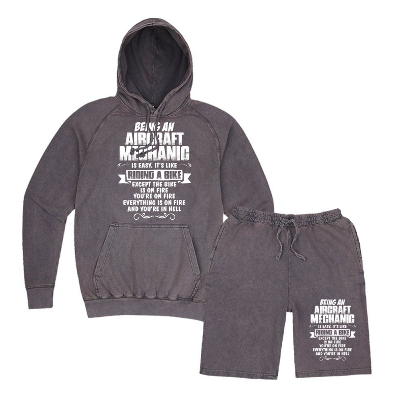 Being A Aircraft Mechanic Is Easy Its Like Riding A Bike 1 Vintage Hoodie And Short Set | Artistshot
