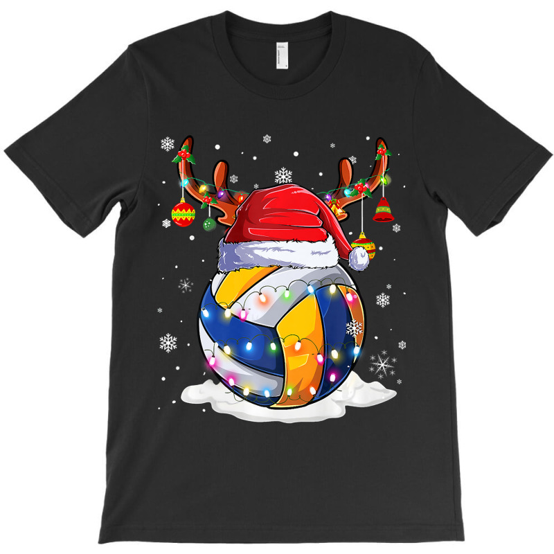 Volleyball Ball Santa Hat Reindeer Christmas Lights Boys Men Premium T T-shirt | Artistshot