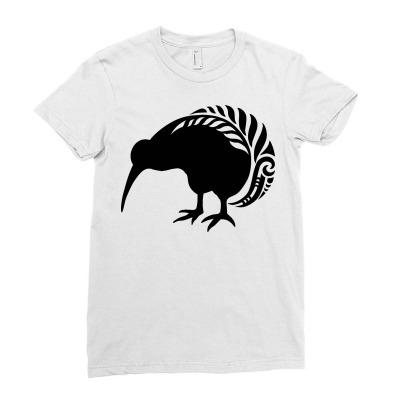 Nz Kiwi Silver Fern Bird Warrior Koru New Zealand Maori Aotearoa Ladies Fitted T-shirt Designed By Jokers