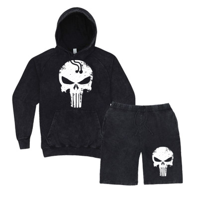 The Punisher Skull Vintage Hoodie And Short Set Designed By Constan002