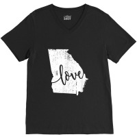 Georgia Home Love Vintage State Map Outline V-neck Tee | Artistshot