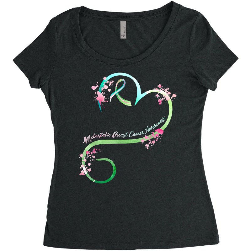 Breast Cancer Metastatic Breast Cancer Awareness Heart Ribbon Gifts 33 Women's Triblend Scoop T-shirt by circularflap | Artistshot