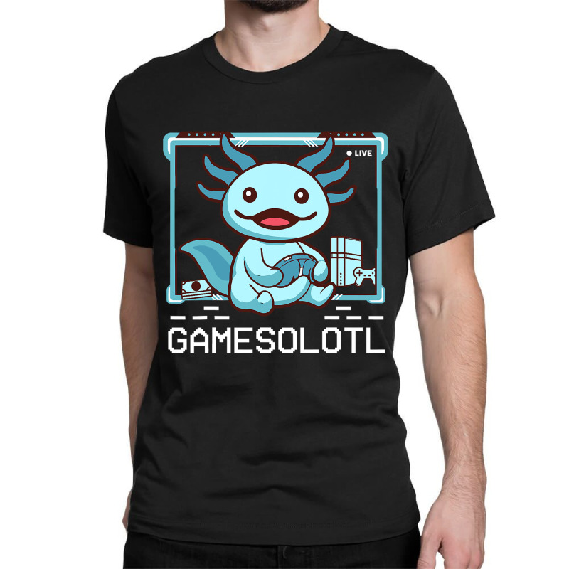 Axolotl Fish Playing Video Game Whiteaxolotl Lizard Gamers 244 Classic T-shirt by circularflap | Artistshot