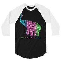 Elephant With Flower Metastatic Breast Cancer Awareness T Shirt 3/4 Sleeve Shirt | Artistshot