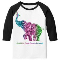 Elephant With Flower Metastatic Breast Cancer Awareness T Shirt Youth 3/4 Sleeve | Artistshot