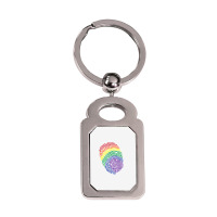 Lgbt Flag Fingerprint Proud Lgbt Pride Gifts Tee T Shirt Silver Rectangle Keychain | Artistshot