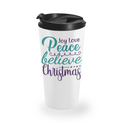 Joy Love Peace Believe Christmas Travel Mug Designed By Gnuh79