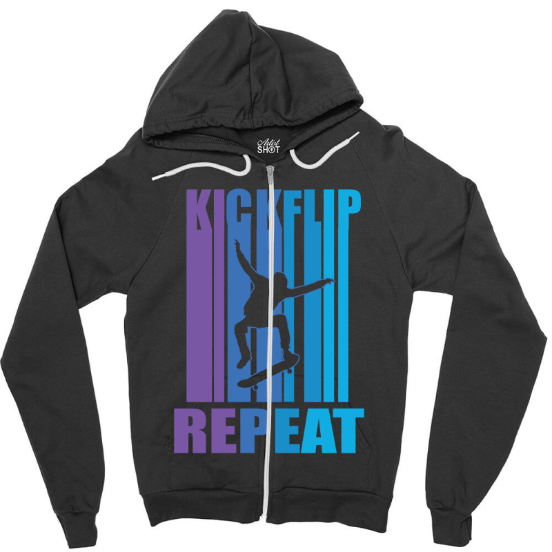 Kick Flip Repeat Vintage Skateboarding 23418403 Zipper Hoodie | Artistshot