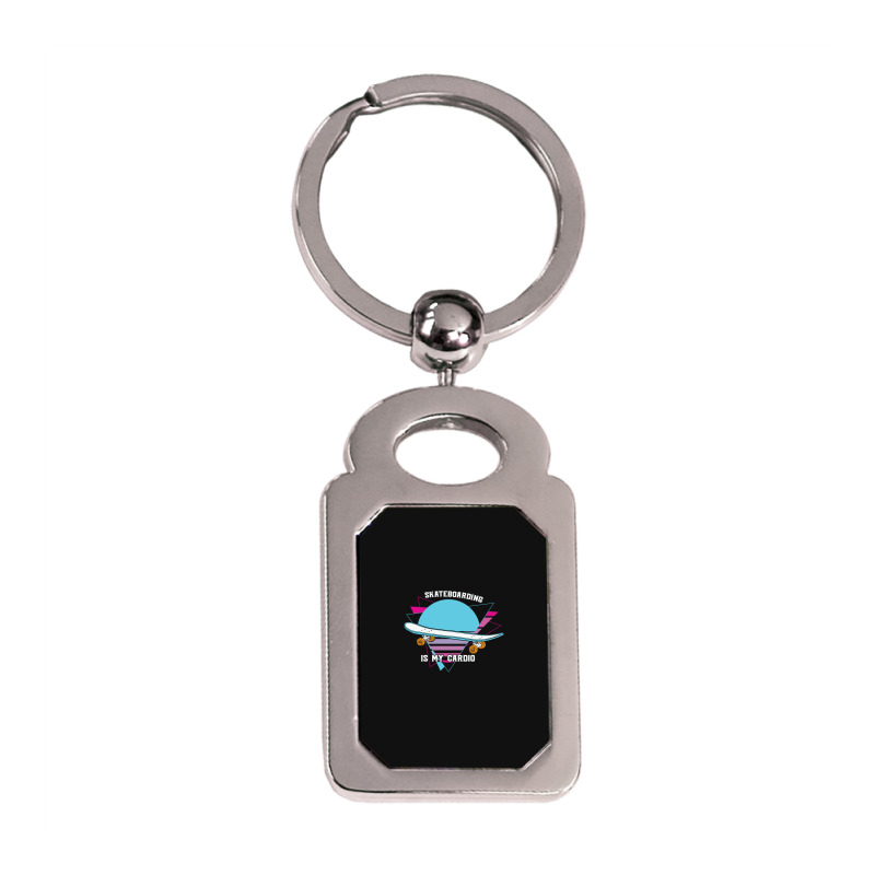 Skateboarding Is My Cardio Cool 23418390 Silver Rectangle Keychain | Artistshot