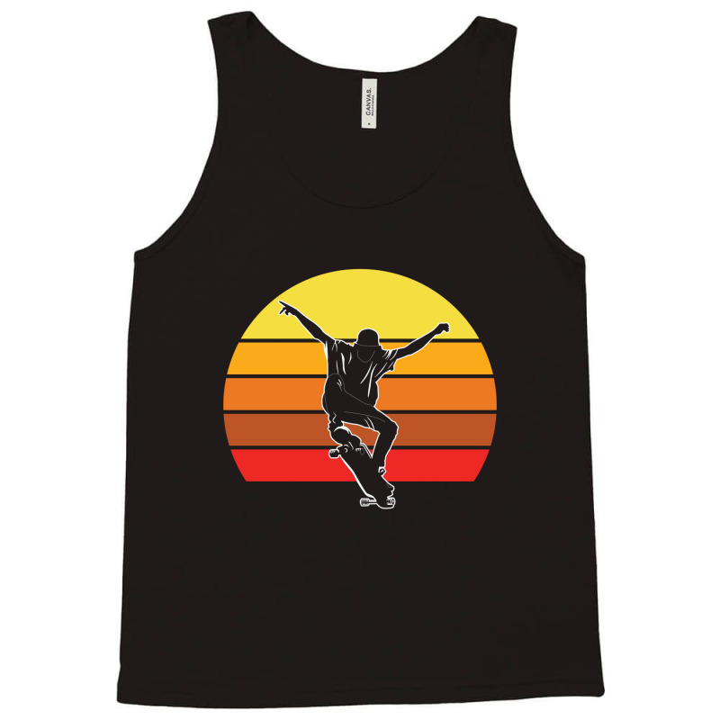 Sunset Retro Skateboarder Skateboarding 23418486 Tank Top | Artistshot