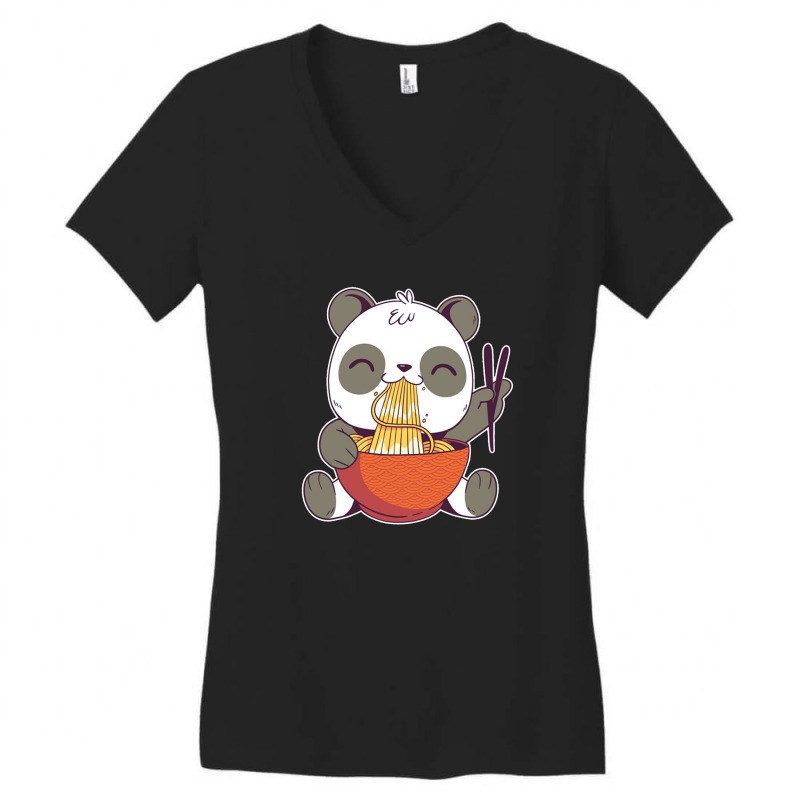 Ramen Panda Women's V-Neck T-Shirt by Owen | Artistshot