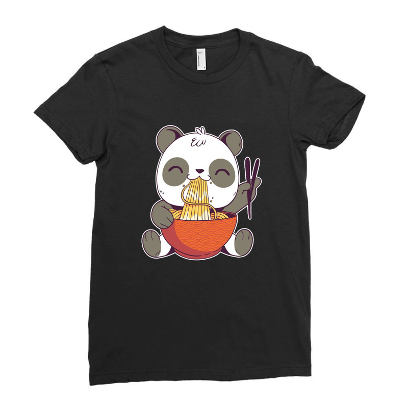 Ramen Panda Ladies Fitted T-Shirt by Owen | Artistshot