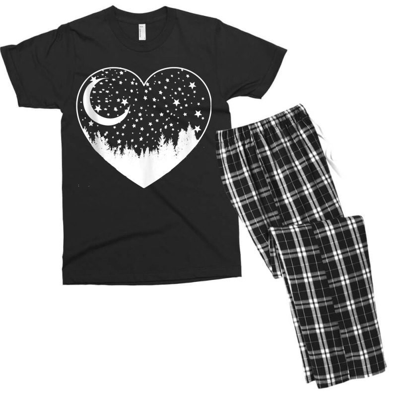 Love Outdoors On Moonlit Night, Crescent Moon, Stars, Forest Tank Top Men's T-shirt Pajama Set by BeanblossomSheldon | Artistshot