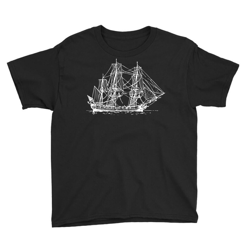 Sailing Pirate Ship Boat In The Water Hand Drawn Vessel Sail T Shirt Youth Tee | Artistshot