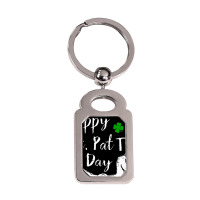 Happy St. Pat Trex Day Dinosaur St. Patrick's Day Silver Rectangle Keychain | Artistshot