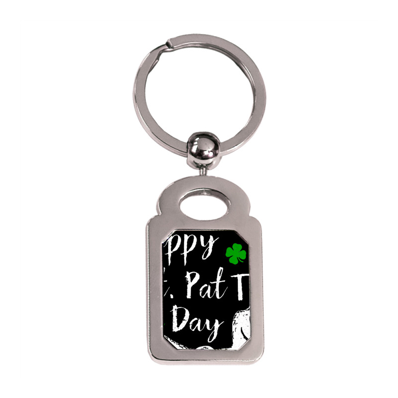 Happy St. Pat Trex Day Dinosaur St. Patrick's Day Silver Rectangle Keychain | Artistshot