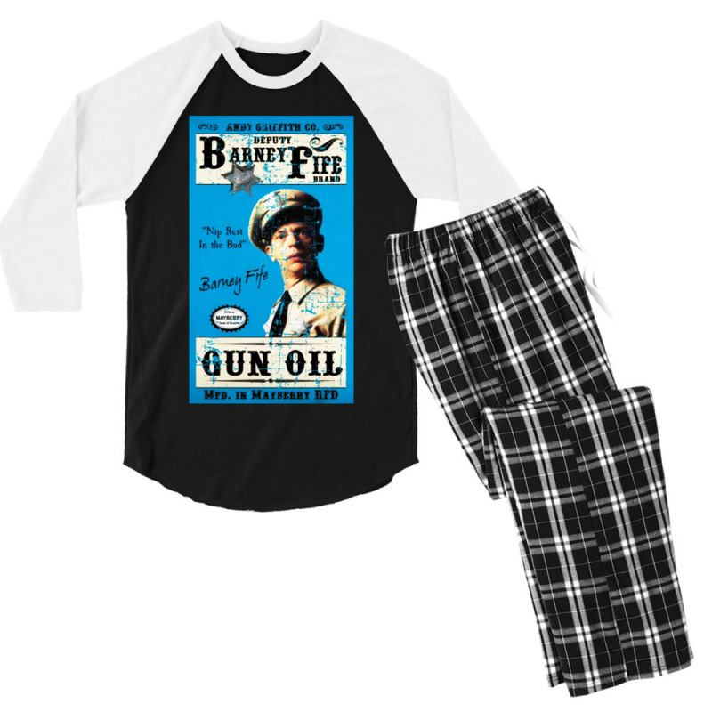 Barney Fife Gun Oil Distressed Men's 3/4 Sleeve Pajama Set | Artistshot