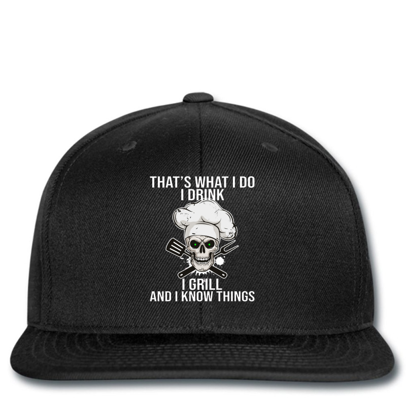 I Drink I Grill And Know Things Cookout Bbq Beer Pitmaster Printed hat by atunnasalam | Artistshot