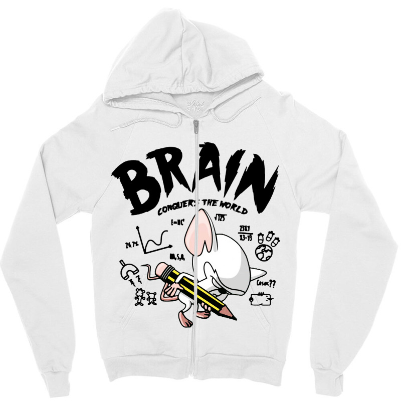 Brain Conquers The World Zipper Hoodie | Artistshot