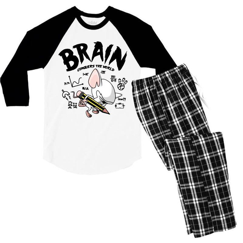 Brain Conquers The World Men's 3/4 Sleeve Pajama Set | Artistshot