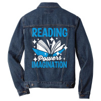 Reading Powers Imagination Reading Teacher Bookworm T Shirt Men Denim Jacket | Artistshot