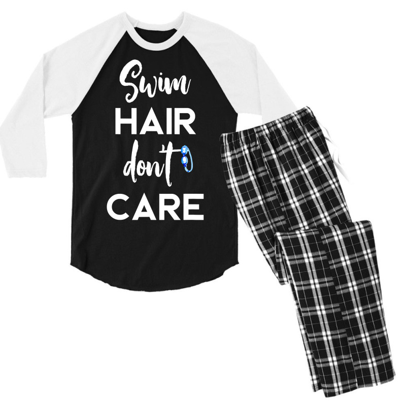 Swim Hair Don't Care T Shirt Cool Gift For Men Women Ad Kids Men's 3/4 Sleeve Pajama Set | Artistshot