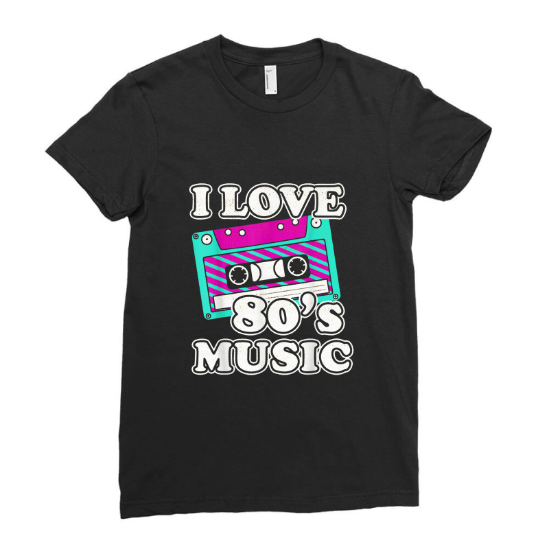 I Love 80's Music Cassette Tape Ladies Fitted T-Shirt by atunnasalam | Artistshot