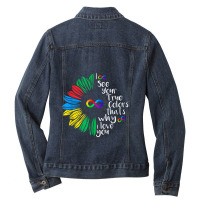 I See Your True Color Infinity Rainbow Neurodiversity Autism Ladies Denim Jacket | Artistshot