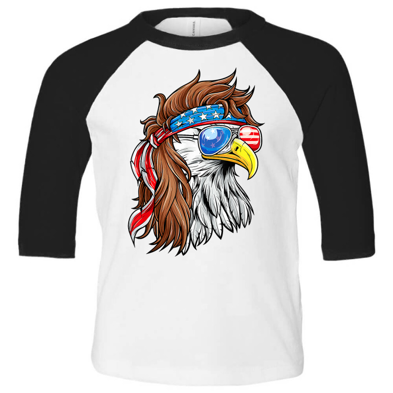 American Flag 4th Of July Patriotic Bald Eagle Mullet Usa T Shirt Toddler 3/4 Sleeve Tee | Artistshot