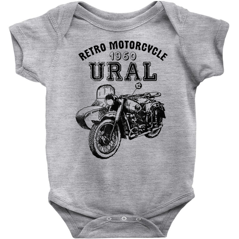 Retro Motorcycle Ural T Shirt   Vintage Sidecar Motorbike Baby Bodysuit by ReagerAero | Artistshot