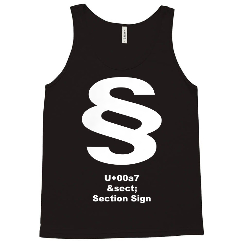 Unicode U+00a7   Section Sign White T Shirt Tank Top by BeanblossomSheldon | Artistshot