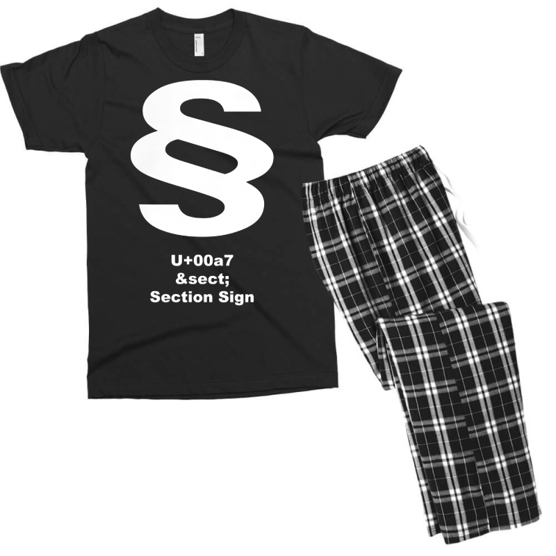 Unicode U+00a7   Section Sign White T Shirt Men's T-shirt Pajama Set by BeanblossomSheldon | Artistshot