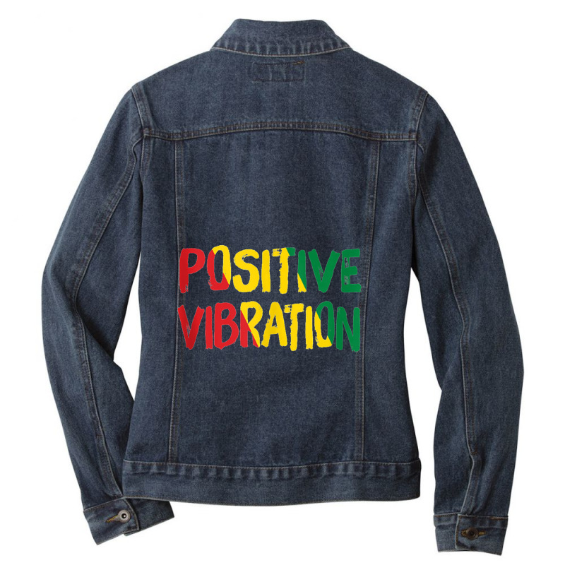 Positive Vibration Vibes Rasta Reggae Jamaica Tank Top Ladies Denim Jacket by saterseim | Artistshot